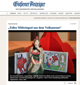 Gießener Anzeiger mit Artikel vom Vulkaneum