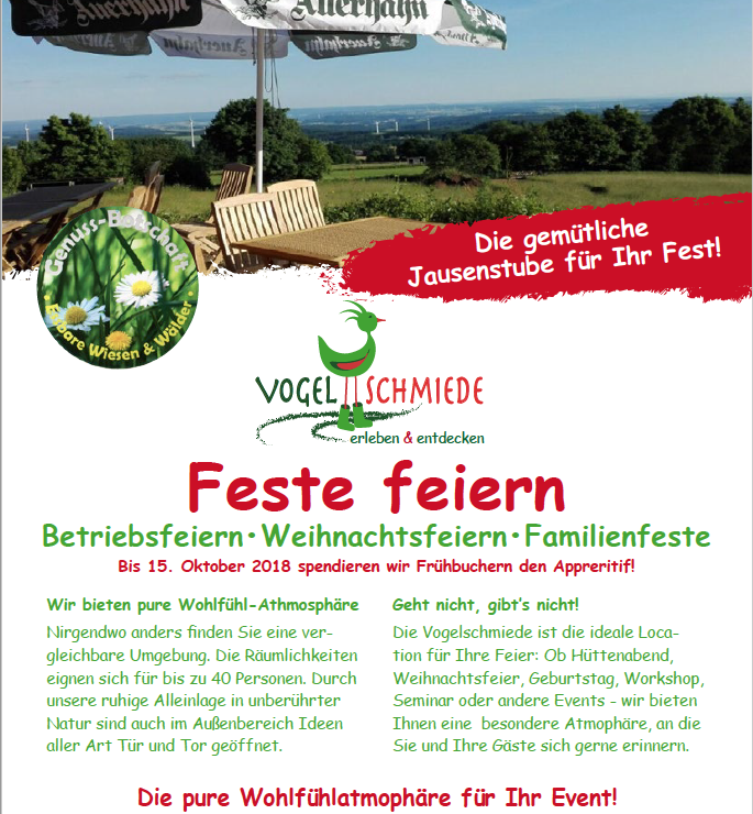 Feste feiern in der Vogelschmiede